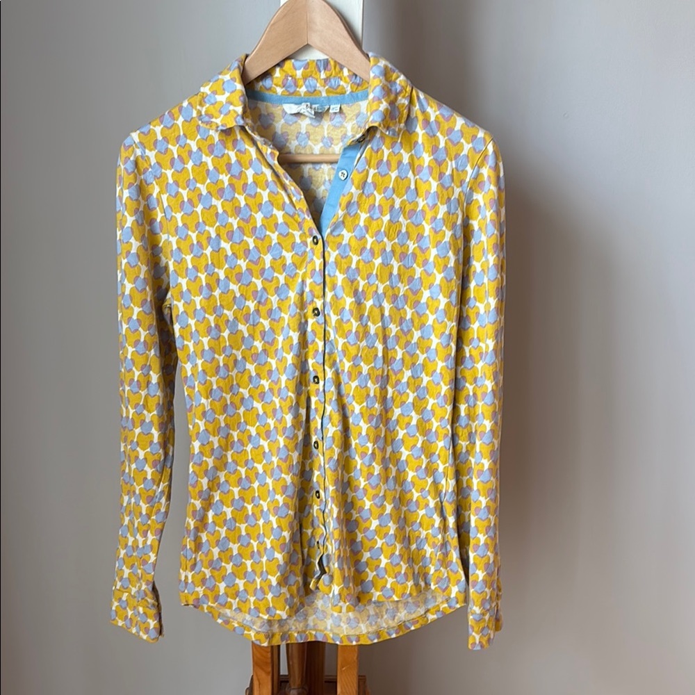 Boden Yellow & Light Blue Printed Button-Down Shirt